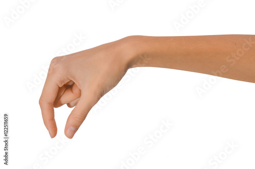 Isolated Empty open woman female hand in a position on a white background