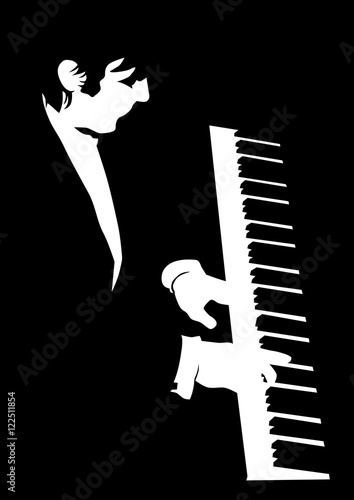 Keyboards man of jazz on black background