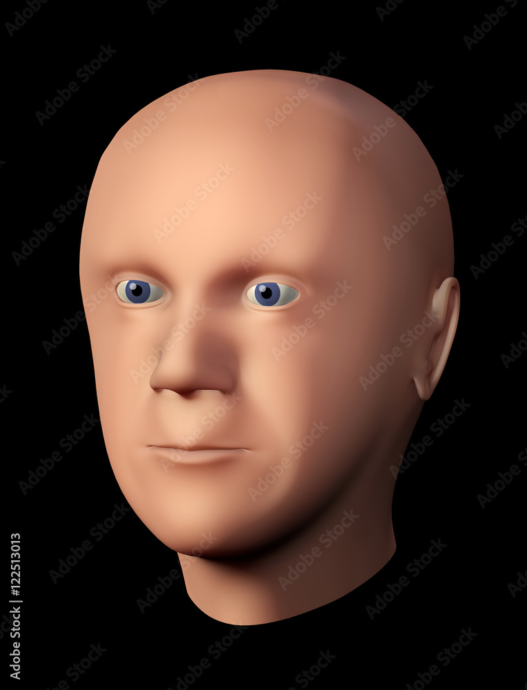 3D rendering of a male head without hair 3D rendering of a male head without hair