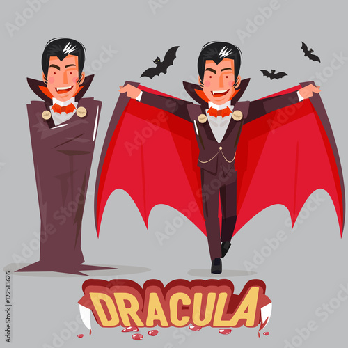 dracula character design with typographic. Dracula in the mantle