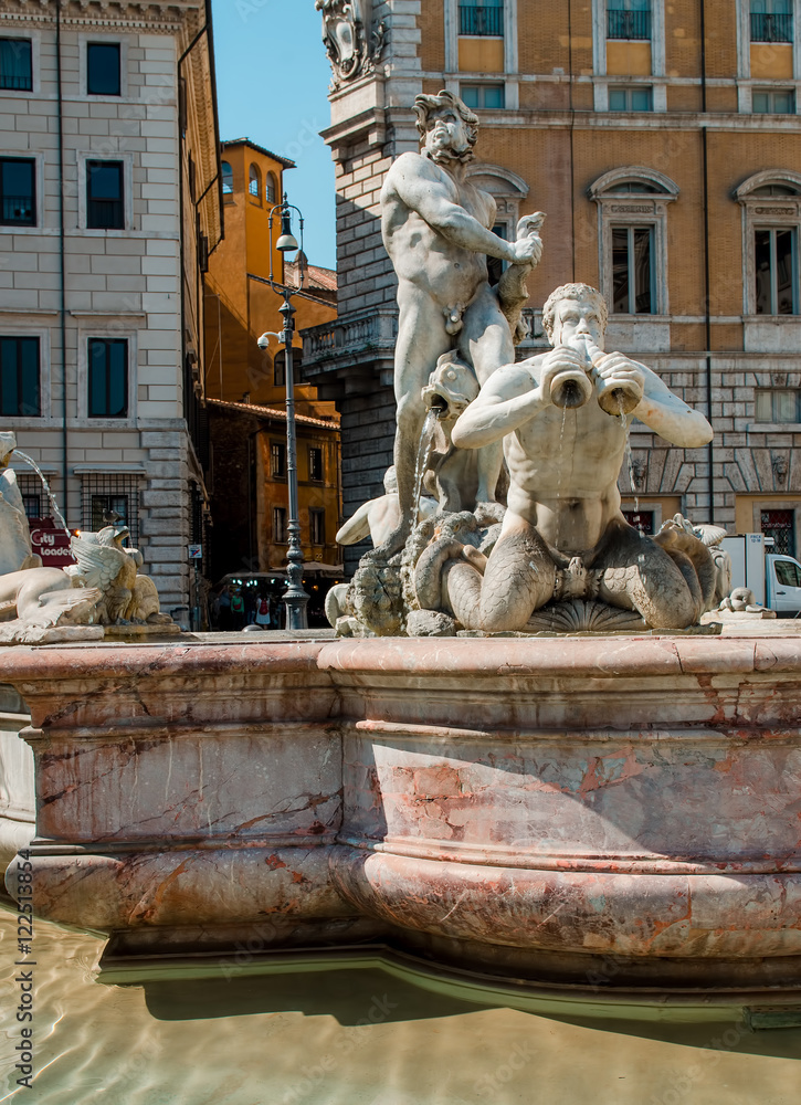 the Moor Fountain (Fontana del Moro) in Piazza Navona rome italy
