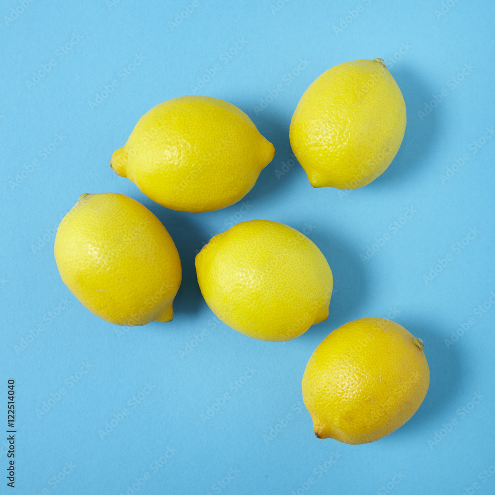 Lemons on a bright blue background