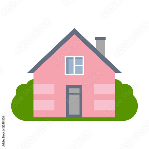 Isolated cartoon house. Simple suburban house. Concept of real estate, property and ownership.