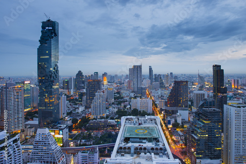 Bangkok skyline at twilight, Thailand.