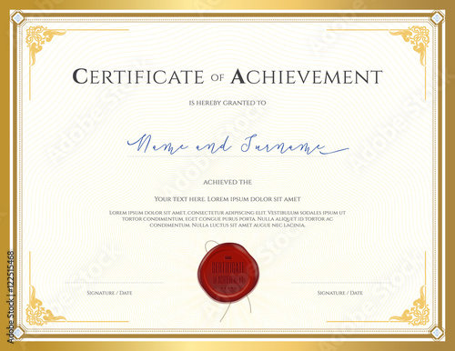 Certificate template for achievement, appreciation, completion or participation
