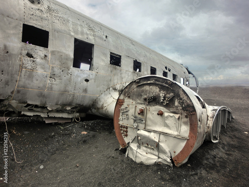 Airplane crash wreckage United States DC-3 in Iceland