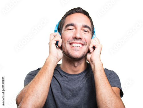 Young man using a headphones