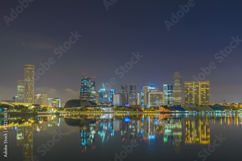 Singapore city skyline at night © Noppasinw