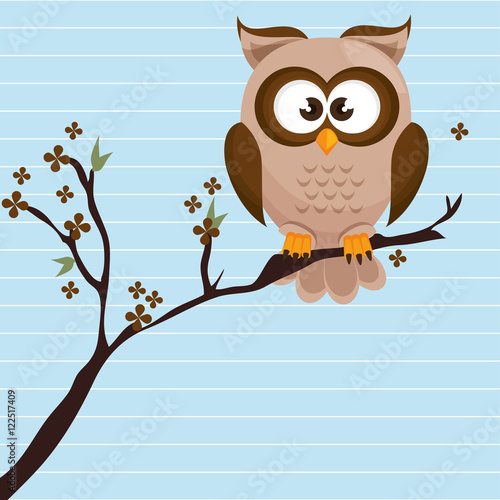 owl brown tree leaves brown vector illustration eps 10
