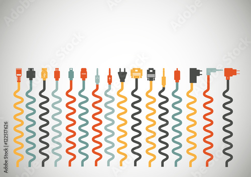Plug Wire Cable Computer colorful vector illustration