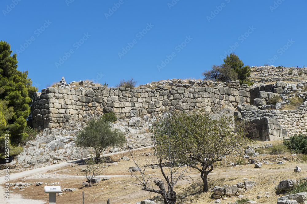 Mauer in Mykene, Peloponnes, Griechenland