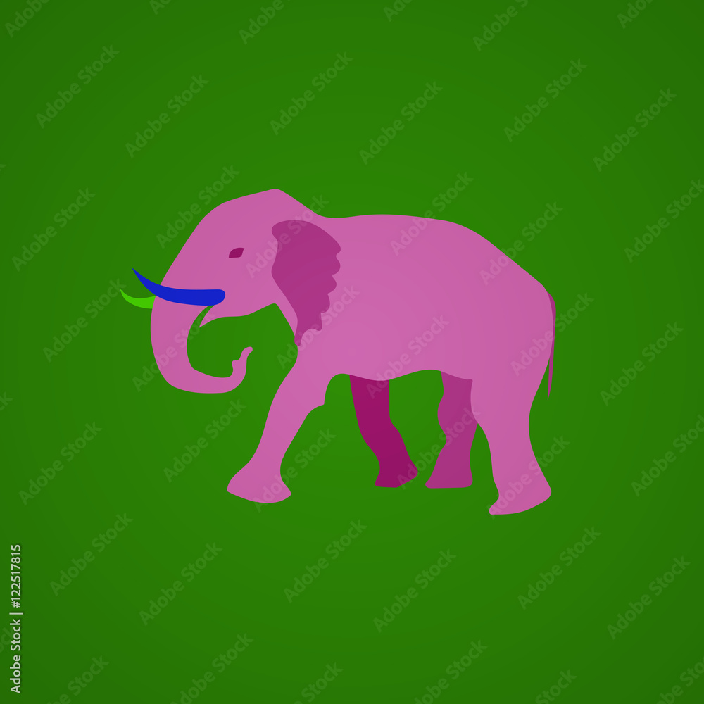 Fototapeta premium Bright Vector illustration of pink painted African elephant Isolated on white background