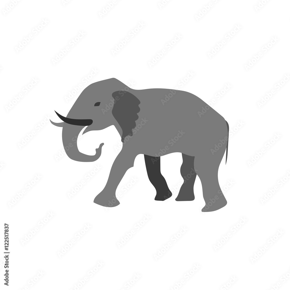 Bright Vector illustration of pink painted African elephant Isolated on white background