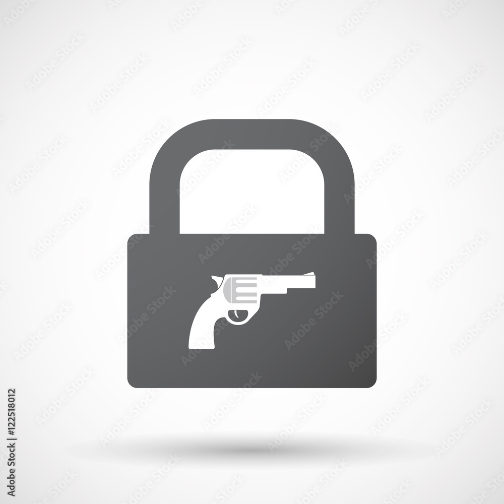 Isolated lock pad icon with a gun