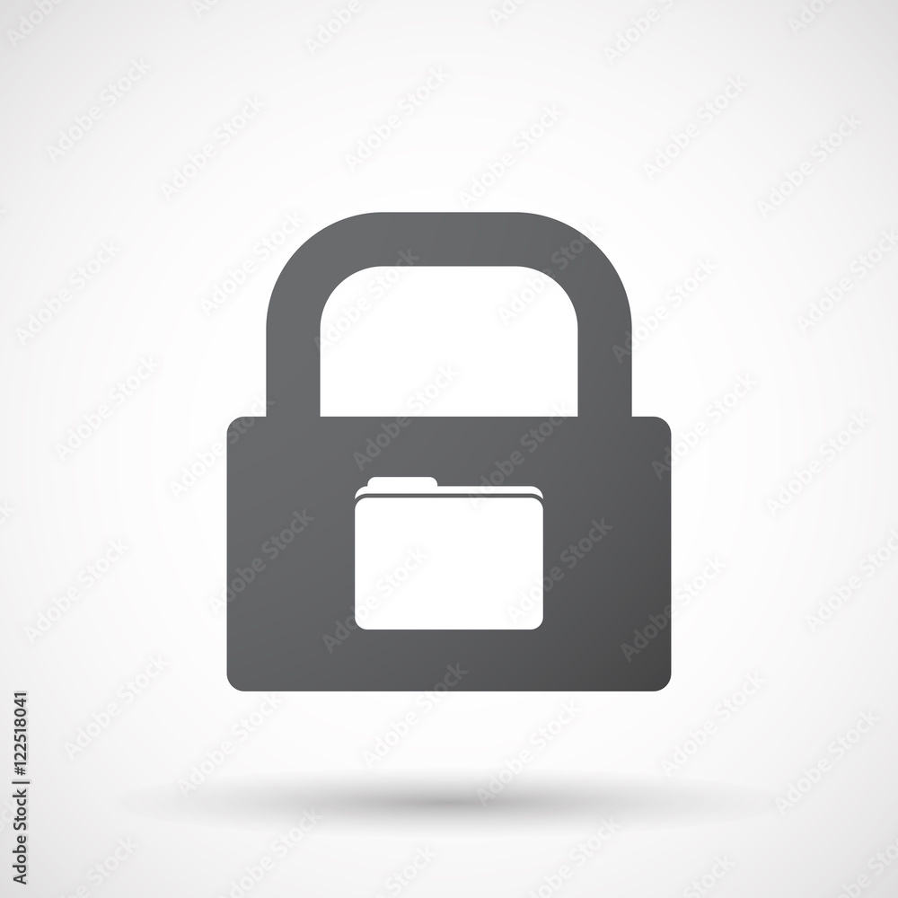 Isolated lock pad icon with a folder Isolated lock pad icon with a folder