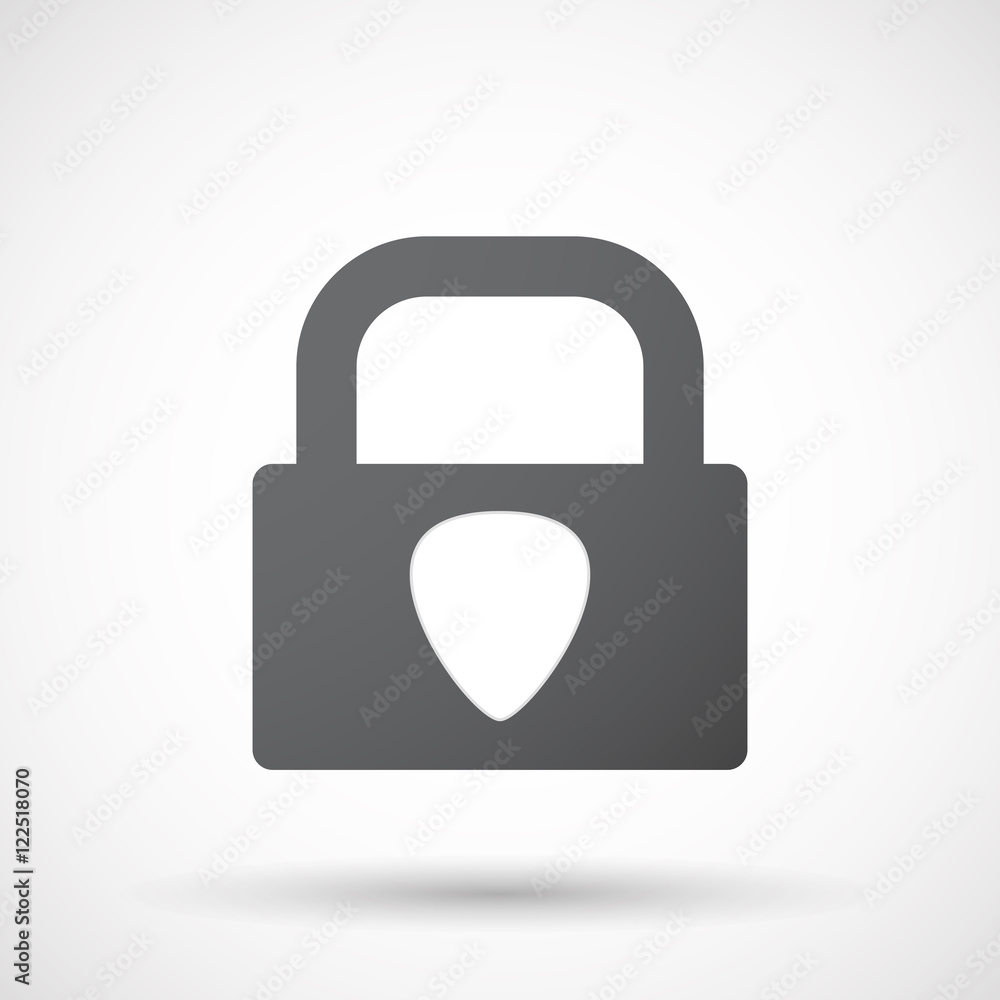 Isolated lock pad icon with a plectrum Isolated lock pad icon with a plectrum