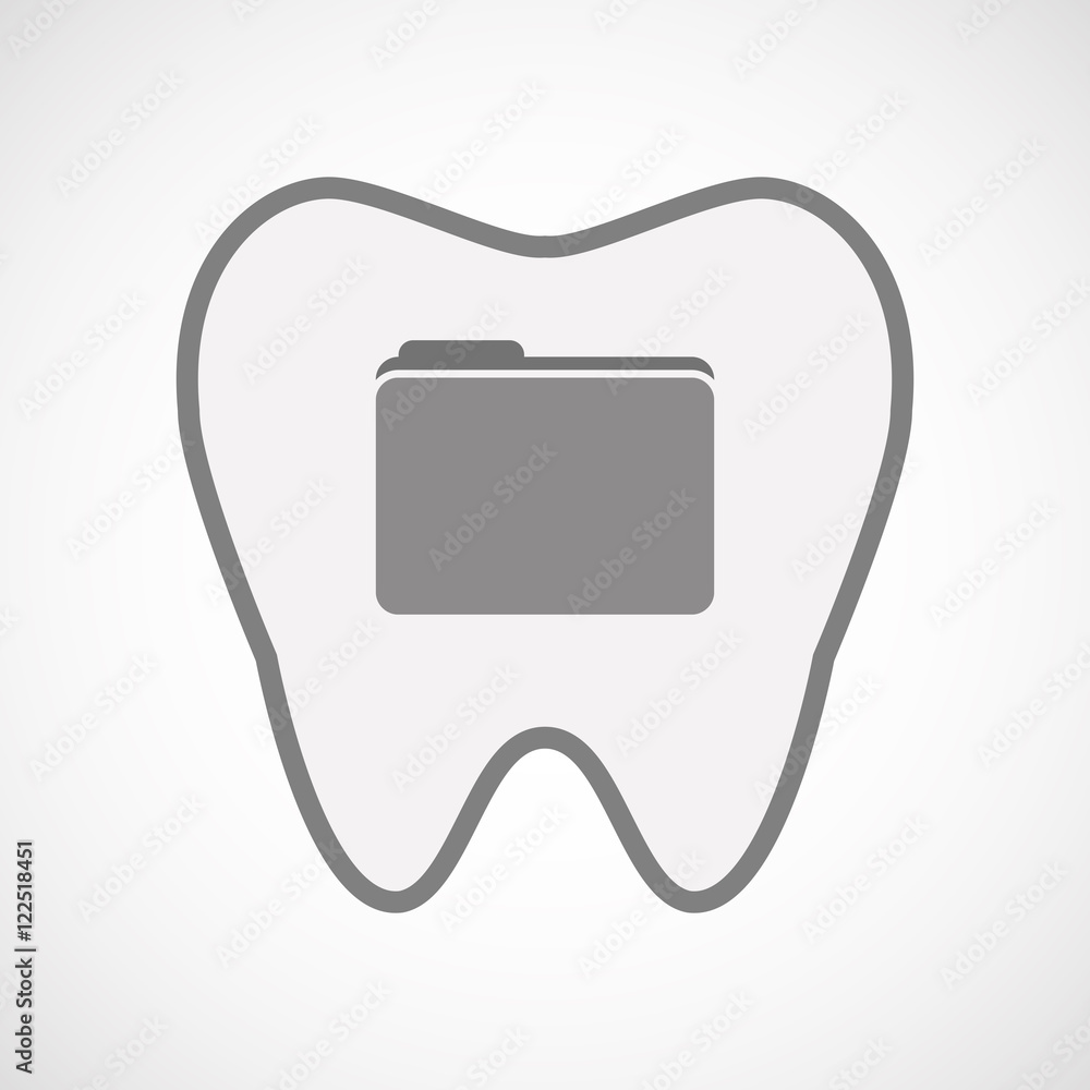 Obraz premium Isolated line art tooth icon with a folder