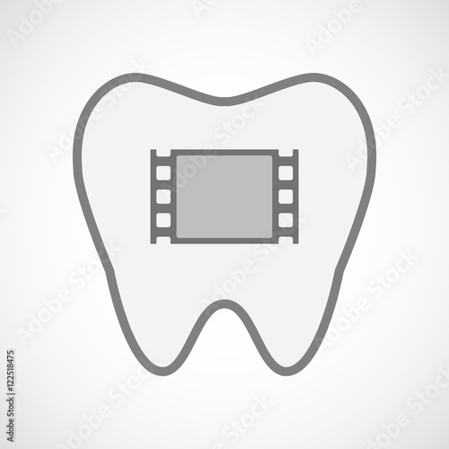Isolated line art tooth icon with a film photogram