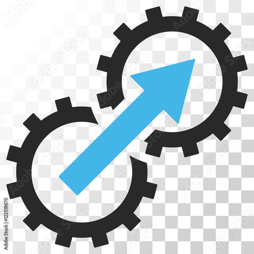 Gear Integration vector icon. Image style is a flat blue and gray colors pictograph symbol.