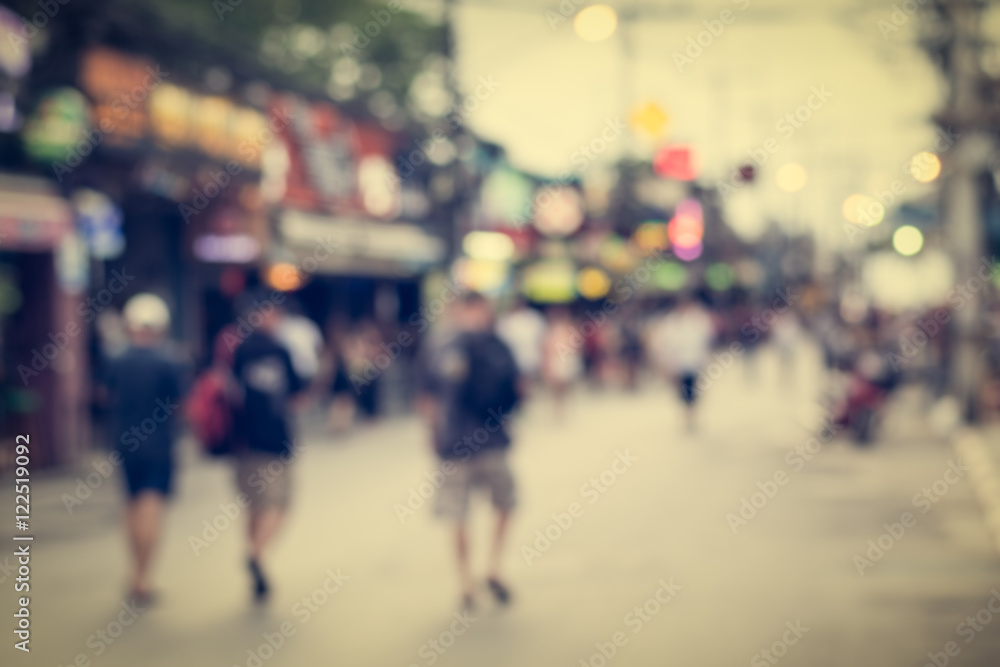 People in bokeh, Crowd of people in Bang La Road