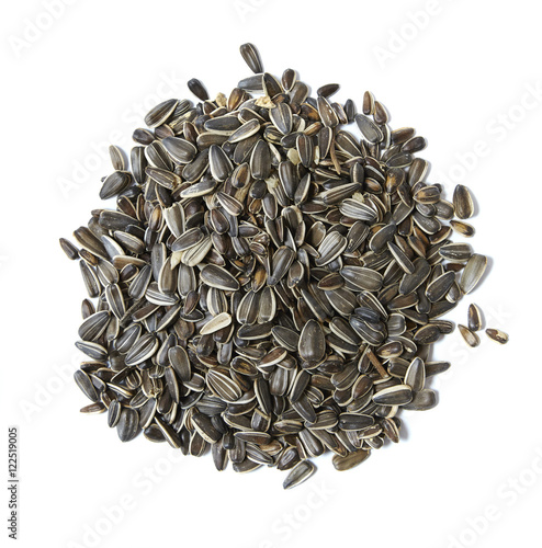 A pile of shell on sunflower seeds isolated on a white background