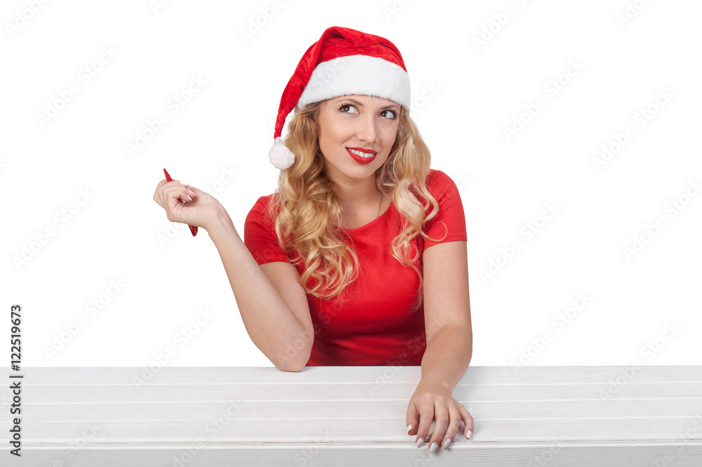christmas girl with pen, xmas concept isolated05 christmas girl with pen, xmas concept isolated05