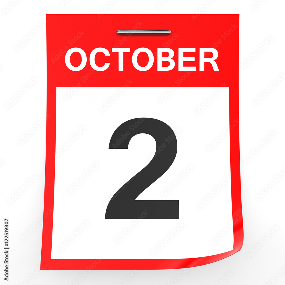 October 2. Calendar on white background. October 2. Calendar on white background.