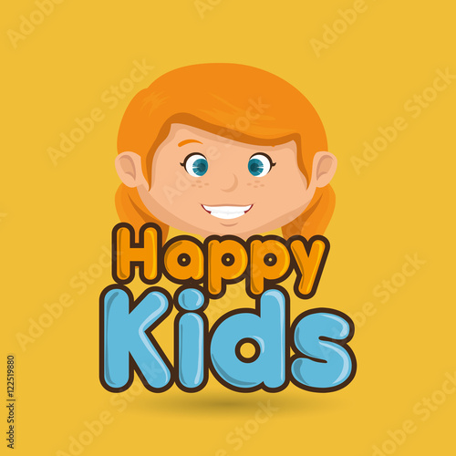cartoon girl happy kids smile vector illustration eps 10