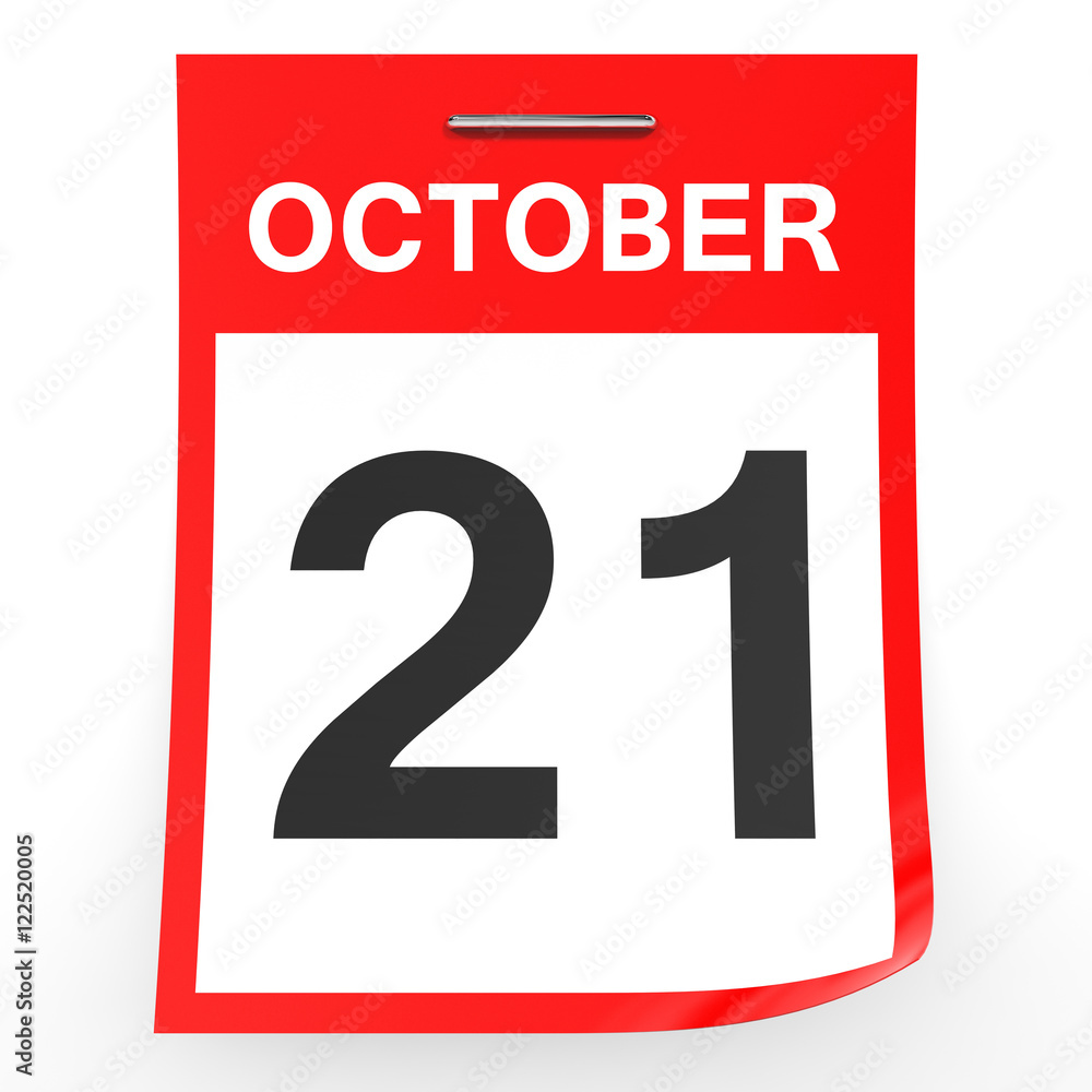 October 21. Calendar on white background. October 21. Calendar on white background.