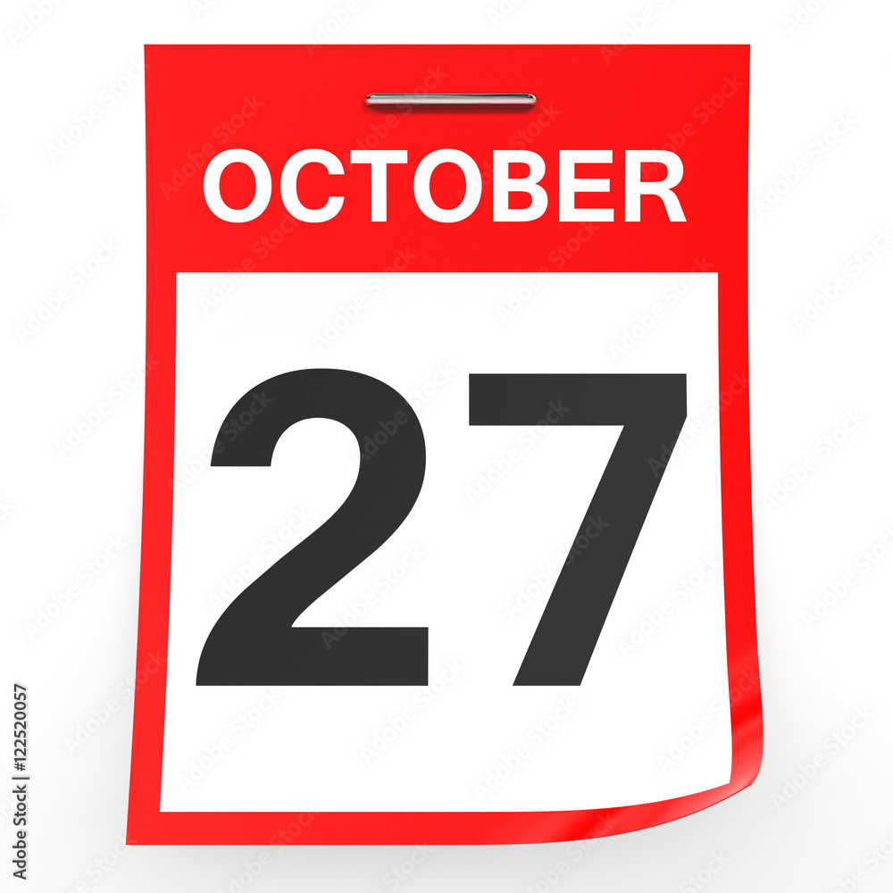 October 27. Calendar on white background. October 27. Calendar on white background.