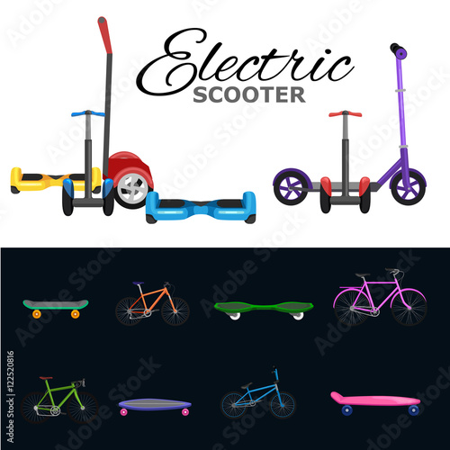 isolated electric scooter, one and two-wheeled mobility electric vehicle vector illustration, Eco alternative city transport