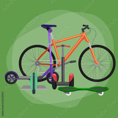 isolated electric scooter, one and two-wheeled mobility electric vehicle vector illustration, Eco alternative city transport