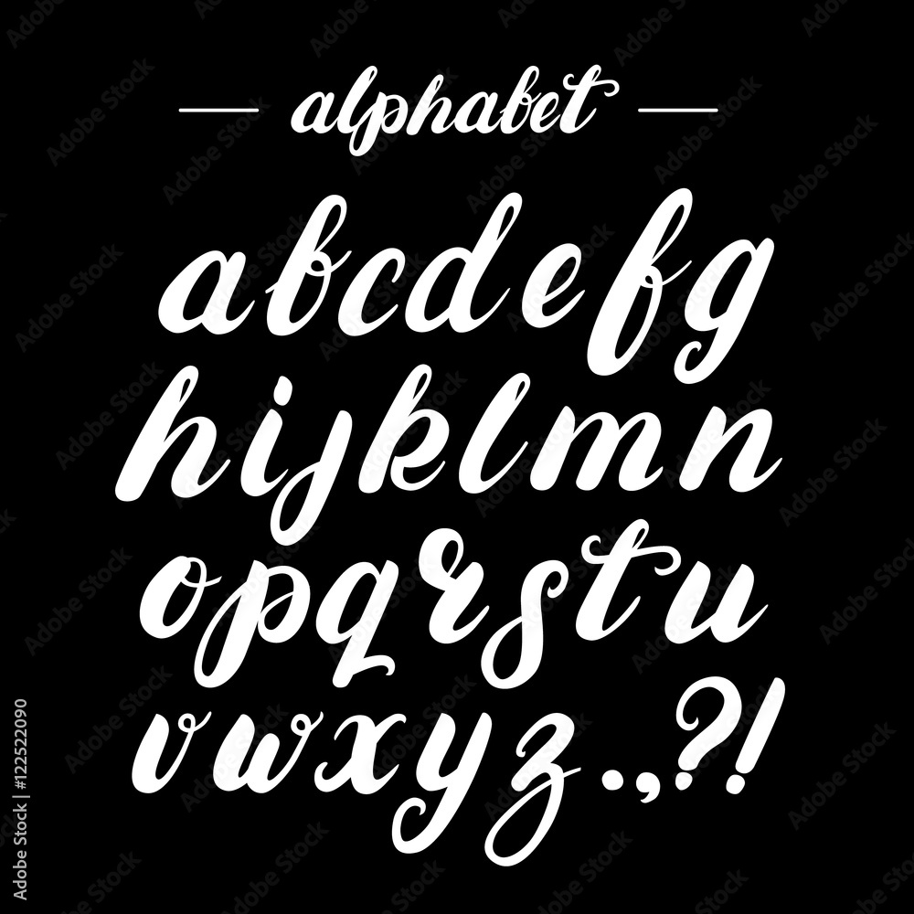 Hand written brush alphabet. Hand written brush alphabet.