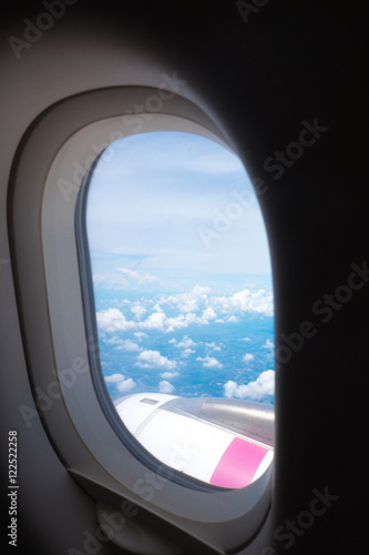 clouds in the aircraft s porthole