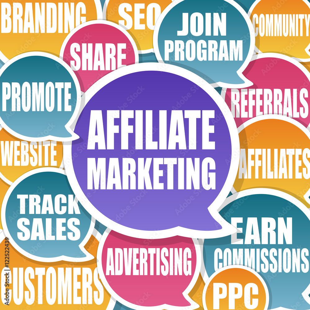 Obraz premium Affiliate Marketing Referral Program Speech Bubbles Label