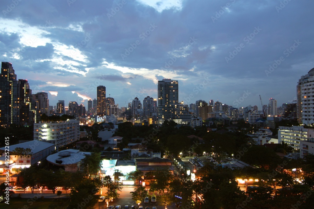 Bangkok Skylin Twilight  at dusk night view