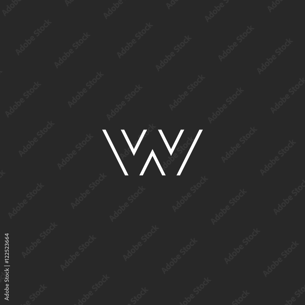 Letter logo W monogram initial, black and white hipster emblem, typography design element Letter logo W monogram initial, black and white hipster emblem, typography design element