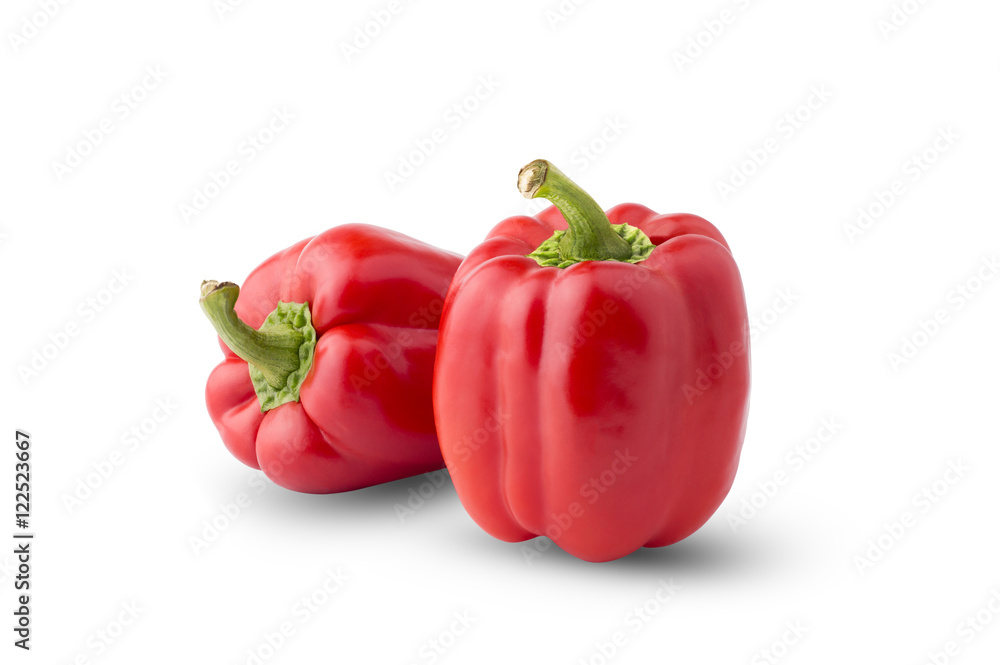 Red sweet peppers isolated on white background Red sweet peppers isolated on white background