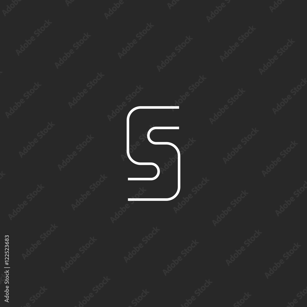 Letter S logo mockup, curve geometric shape design element template, business card emblem Letter S logo mockup, curve geometric shape design element template, business card emblem