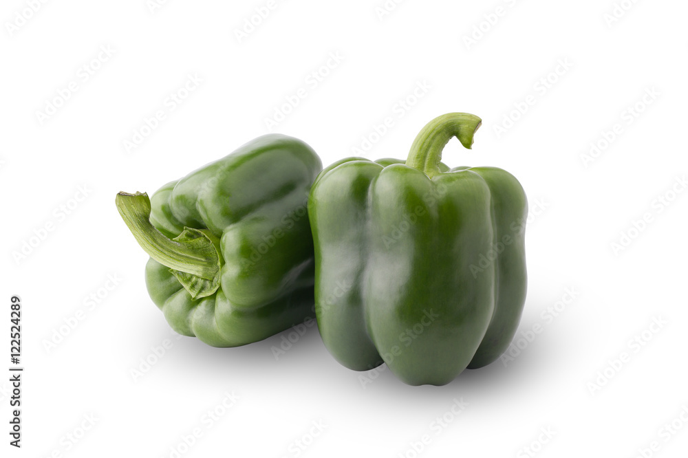 Green sweet peppers isolated on white background Green sweet peppers isolated on white background