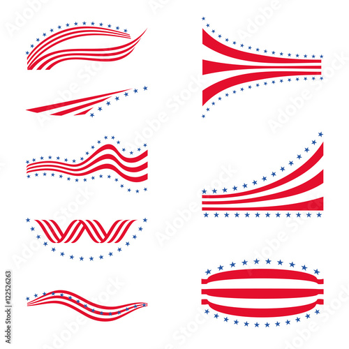 USA star flag logo stripes design elements