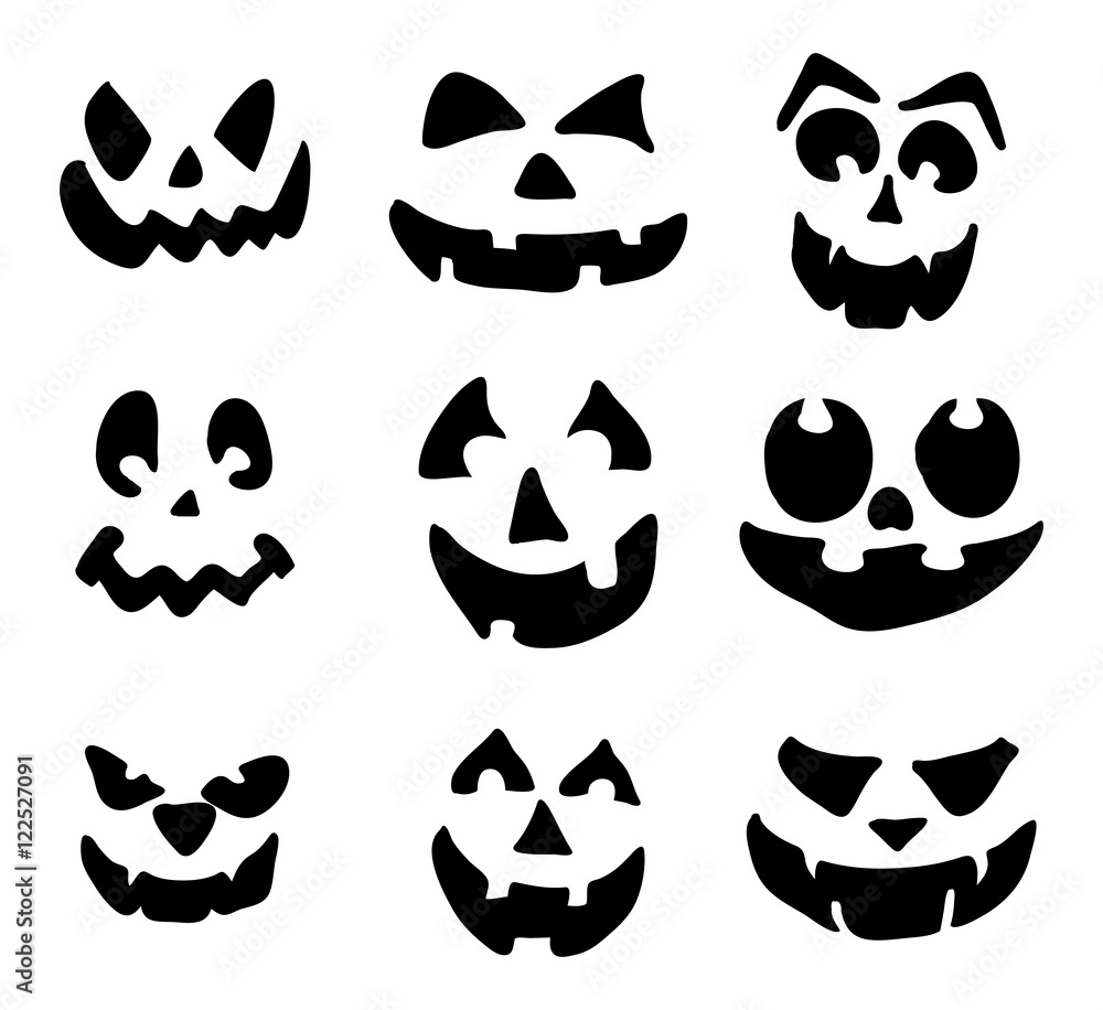 Fototapeta premium scary, pumpkin face vector symbol icon design