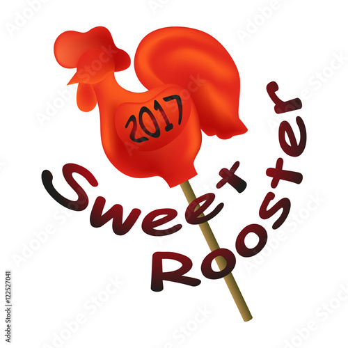 Red sweet rooster. Symbol of New Year 2017.