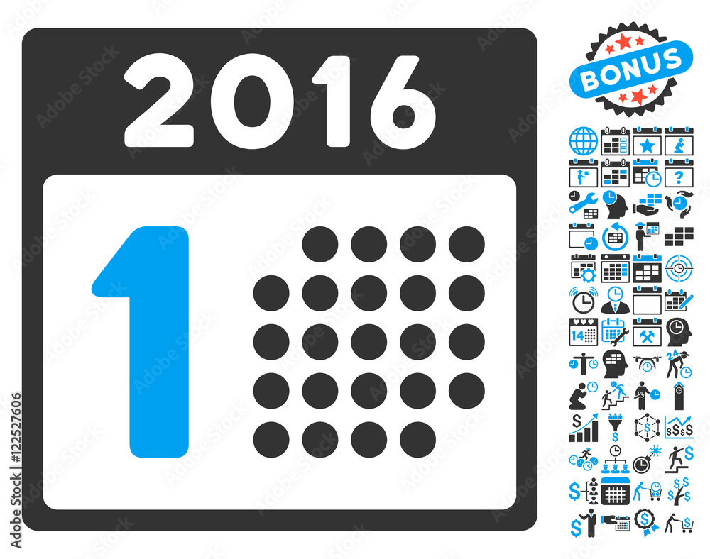 First 2016 Day pictograph with bonus calendar and time management clip ...