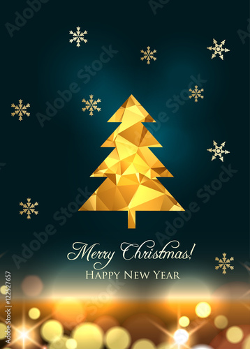 Christmas greeting card with bokeh lights