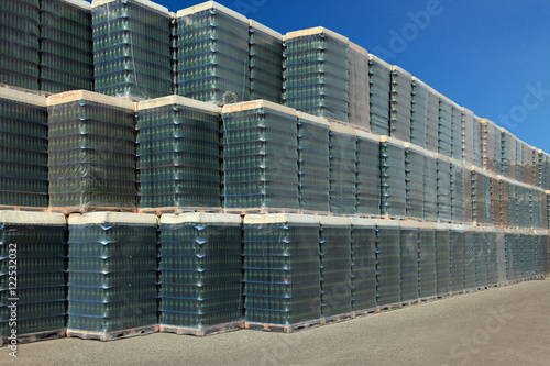 Pallets with beer bottles