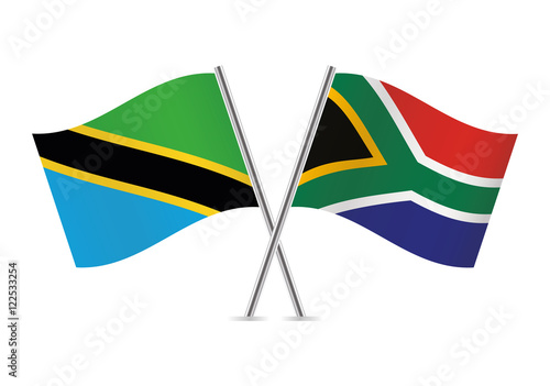 Tanzania and South Africa flags. Vector illustration.