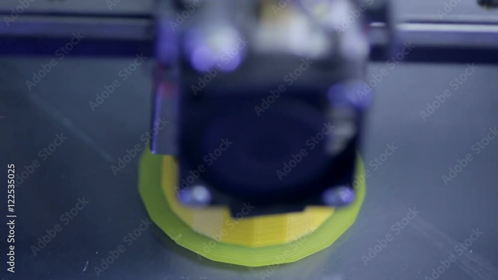Three dimensional printer making industrial use nut. 3D plastic printing modern technology. HD. Three dimensional printer making industrial use nut. 3D plastic printing modern technology. HD.
