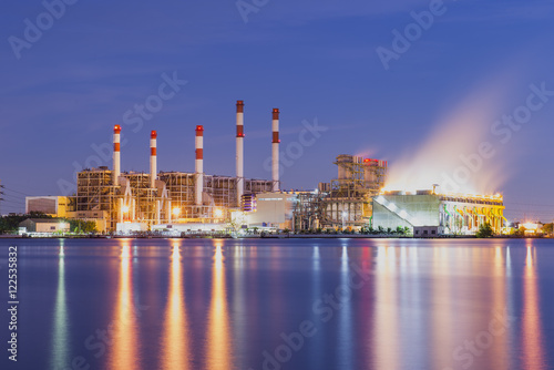 Power station and river at dusk