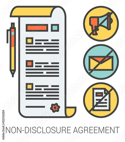 Non-disclosure agreement line icons.